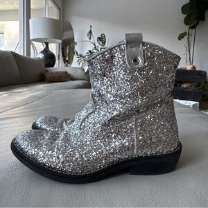 MONNALISA Girls ✨Silver Sparkle ✨ Boots Booties Shoes 28 - Compliments Galore!